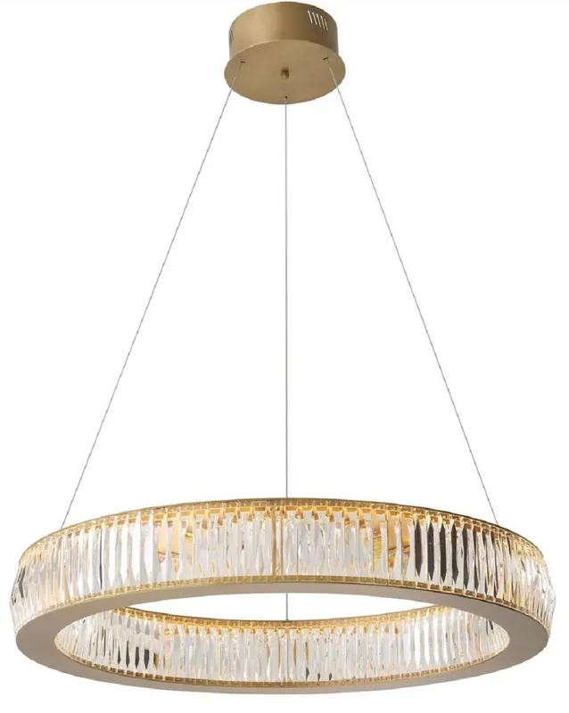 Casa Padrino lustre LED de luxe laiton antique Ø 91 x H. 13-200 cm - Lustre de salon rond avec verre cristal - Qualité de Luxe Nur Für Kurze Zeit