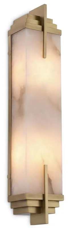 Sonderangebot Casa Padrino applique murale de luxe laiton antique / albâtre 10,5 x 8,5 x H. 51 cm - Applique murale avec abat-jour en albâtre - Luminaires de Luxe