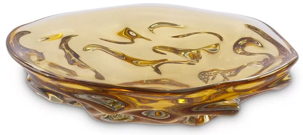 Wochenendangebot Casa Padrino bol en verre de luxe jaune Ø 27,5 x H. 7 cm - Coupe à fruits décorative en verre soufflé bouche - Accessoires de décoration en verre - Collection de Luxe