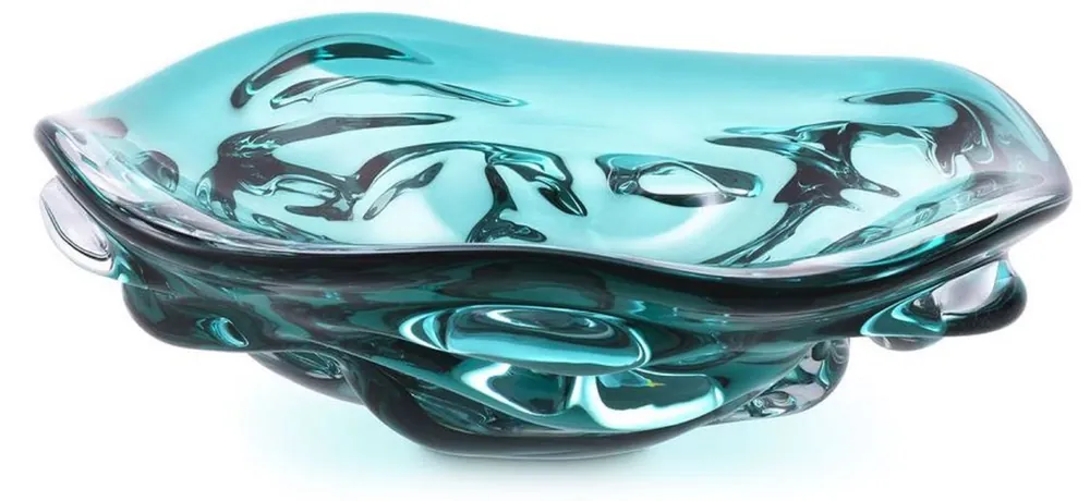 Preisreduziert Casa Padrino bol en verre de luxe turquoise Ø 27,5 x H. 7 cm - Coupe à fruits décorative en verre soufflé bouche - Accessoires de décoration en verre - Collection de Luxe