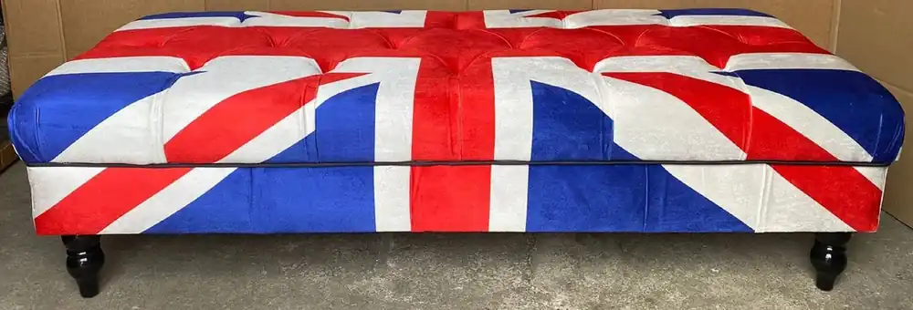 Casa Padrino Banc Chesterfield avec Drapeau Angleterre Royaume Uni 160 x 65 x H. 43 cm - Banc de Salon Chesterfield - Mobilier de salon Chesterfield Begrenztes Angebot