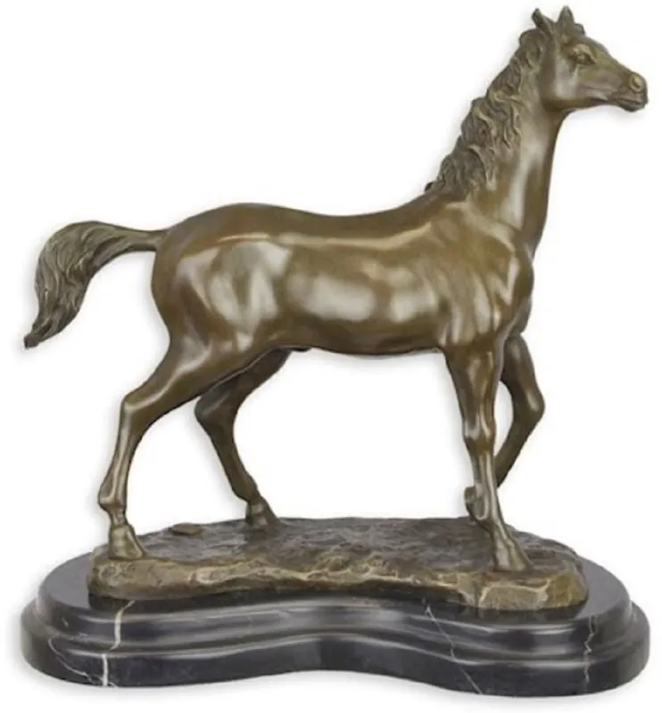 Casa Padrino sculpture décorative de luxe en bronze cheval bronze / noir 29,3 x 16,6 x H. 29,7 cm - Figurine en bronze avec socle en marbre - Figurine décorative - Accessoires de décoration Preisknaller