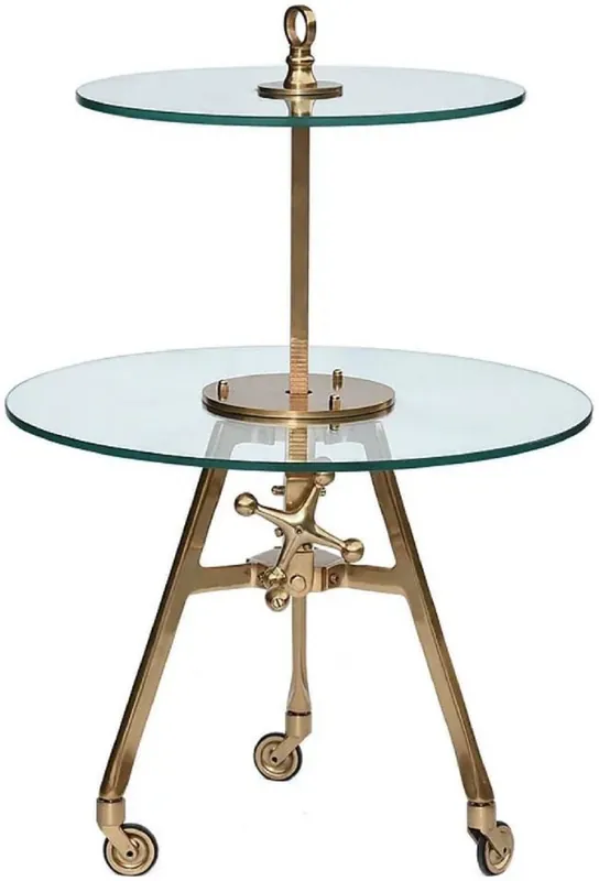 Top-Angebot Casa Padrino table d'appoint de luxe à gradins laiton Ø 40 x H. 90 cm - Table réglable en hauteur avec roulettes - Table de gastronomie - Mobilier de gastronomie - Mobilier hôtel & restaurant
