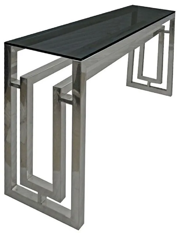 Top-Preis Casa Padrino console de luxe argent / noir 150 x 38 x H. 75 cm - Table console en métal avec plateau en verre - Meuble de salon - Meubles de luxe