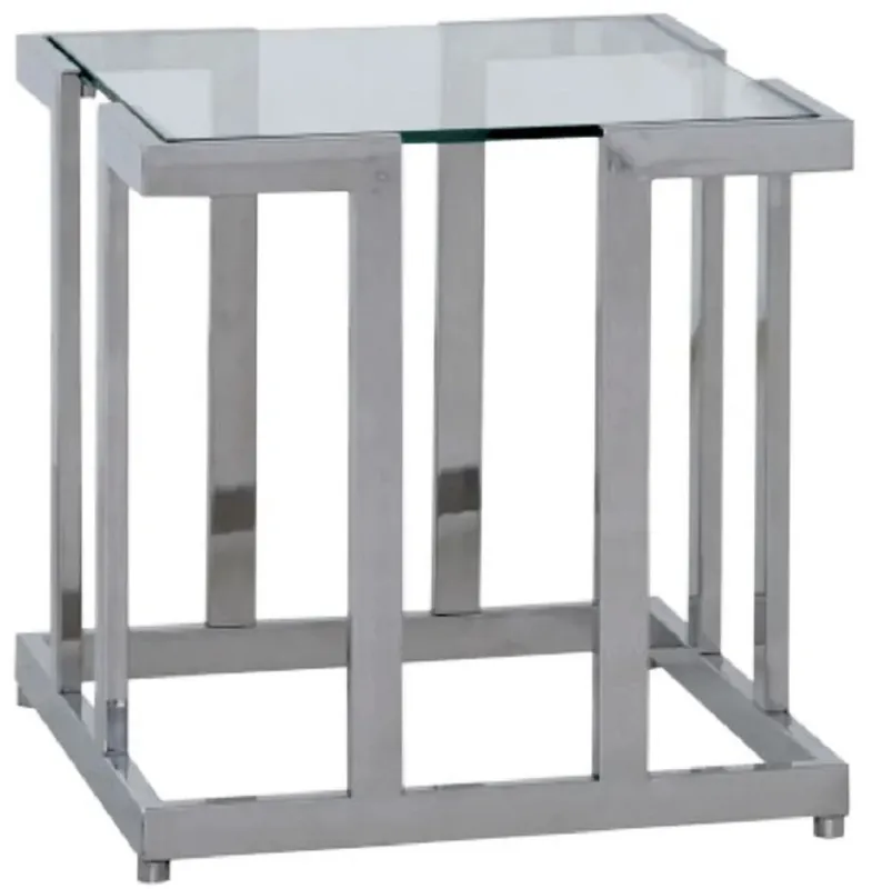 Geprüft Casa Padrino table d'appoint de luxe argent 60 x 60 x H. 55 cm - Table carrée en métal avec plateau en verre - Meuble de salon - Meuble de luxe