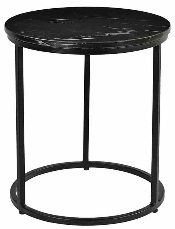 Direktkauf Casa Padrino table d'appoint de luxe noir Ø 40 x H. 45 cm - Table ronde en métal avec plateau en marbre - Meuble de salon - Meuble de luxe