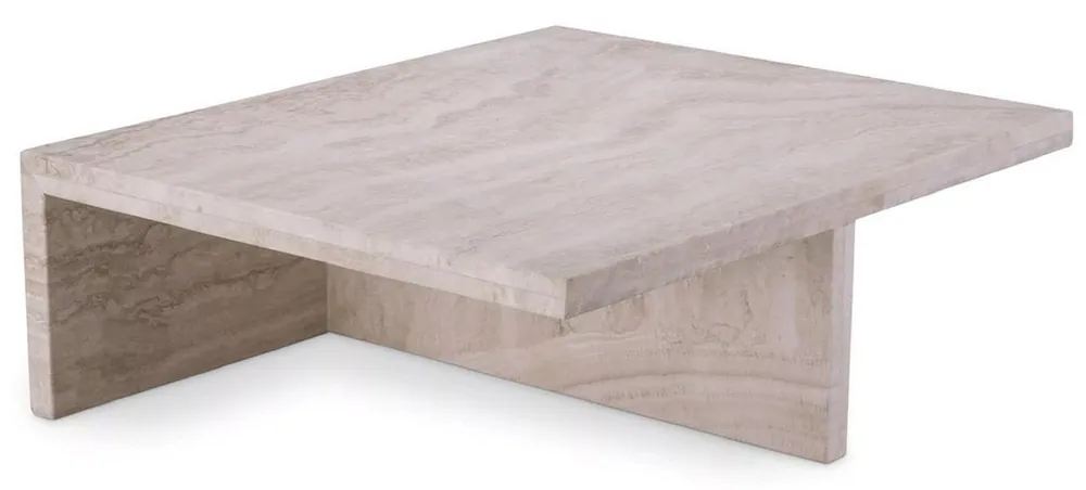 Neuheit Casa Padrino table basse en travertin de luxe beige 70 x 60 x H. 23,5 cm - Table de salon en pierre naturelle - Meuble de salon - Meuble en pierre naturelle - Meuble de luxe - Ameublement de luxe