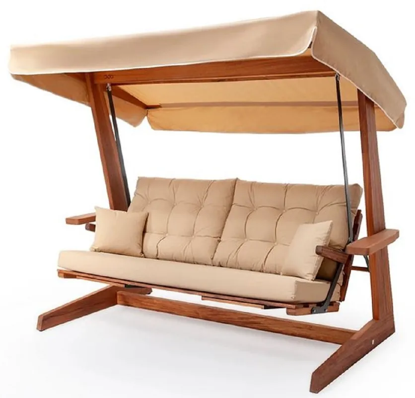 Casa Padrino balançoire Hollywood de luxe beige / marron - Balançoire de jardin avec auvent - Meubles de Jardin - Meubles de Patio - Meubles de Luxe - Ameublement de jardin de luxe Rabatt