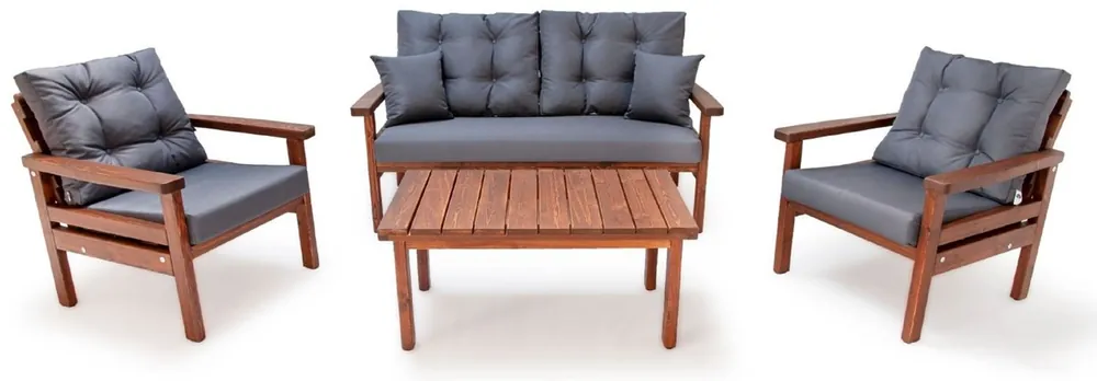 Casa Padrino ensemble de jardin de luxe anthracite / marron foncé - 1 Canapé de Jardin & 2 Fauteuils de Jardin & 1 Table Basse de Jardin - Mobilier de Jardin - Mobilier de Patio - Mobilier de Luxe Meistverkauft