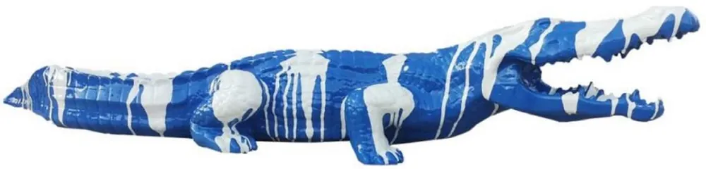 Preisreduziert Casa Padrino sculpture décorative de luxe crocodile bleu / blanc 108 cm - Sculpture de jardin résistante aux intempéries - Sculpture décorative XXL - Figurine décorative XXL - Figurine animalière