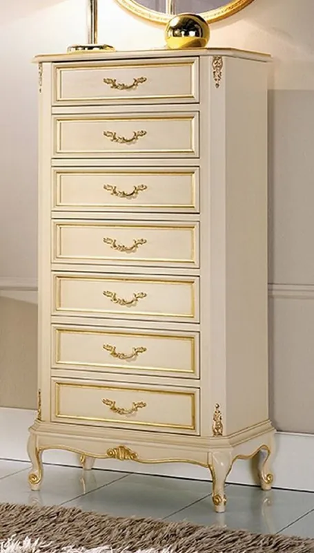 Casa Padrino commode baroque de luxe crème / or - Commode à 7 tiroirs en bois massif de style baroque fait main - Meubles baroques italiens fabriqués à la main - Qualité de Luxe - Fabriqué en Italie Knallerangebot