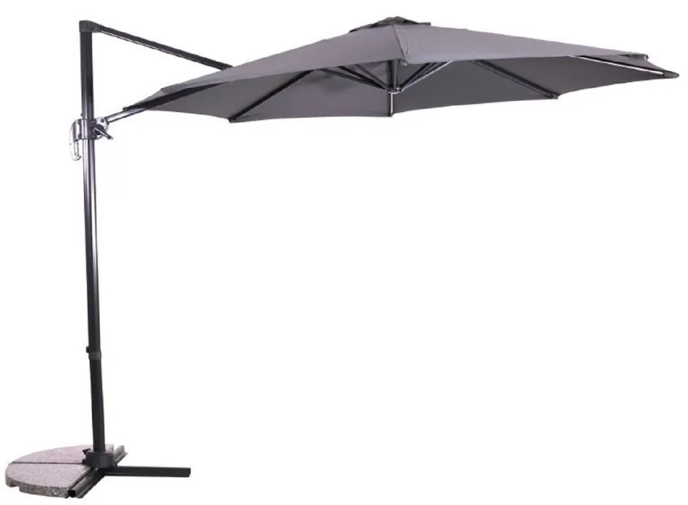 Casa Padrino parasol porte à faux de luxe anthracite / gris Ø 300 cm - Parasol avec support - Parasol de jardin - Parasol de patio - Parasol de balcon - Accessoires de balcon terrasse jardin Ausverkauf