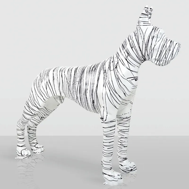 Aktuell Casa Padrino Sculpture Décorative XXL Dogue Allemand Blanc / Noir 130 cm - Figurine de Jardin
