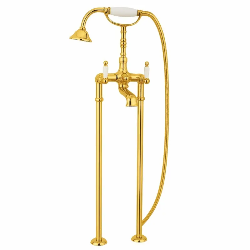 Casa Padrino Mitigeur de Baignoire Art Nouveau Or / Blanc H. 105,5 cm - Fabriqué en Italie Ausverkauf