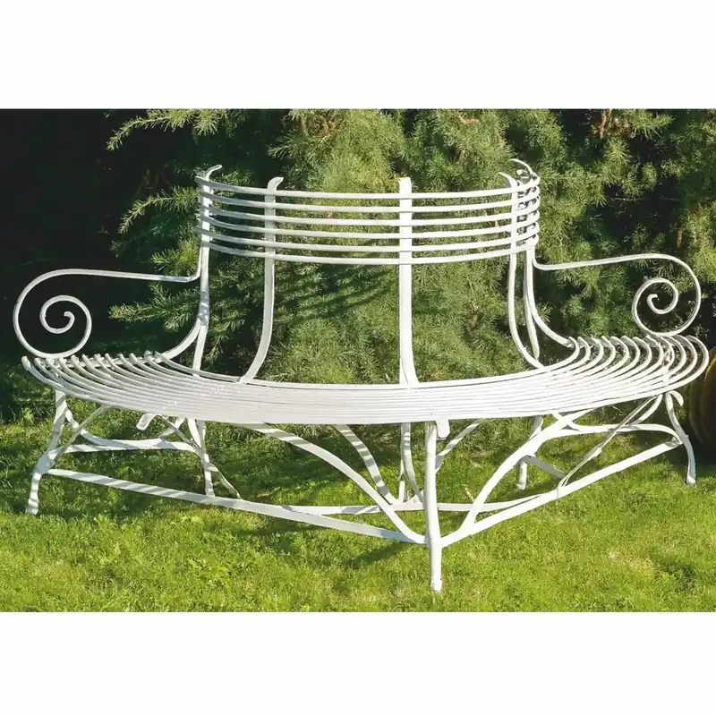 Rabatt Casa Padrino Banc de Jardin Art Nouveau Blanc 180 x H. 88 cm - Meubles de Jardin Forgé à la Main
