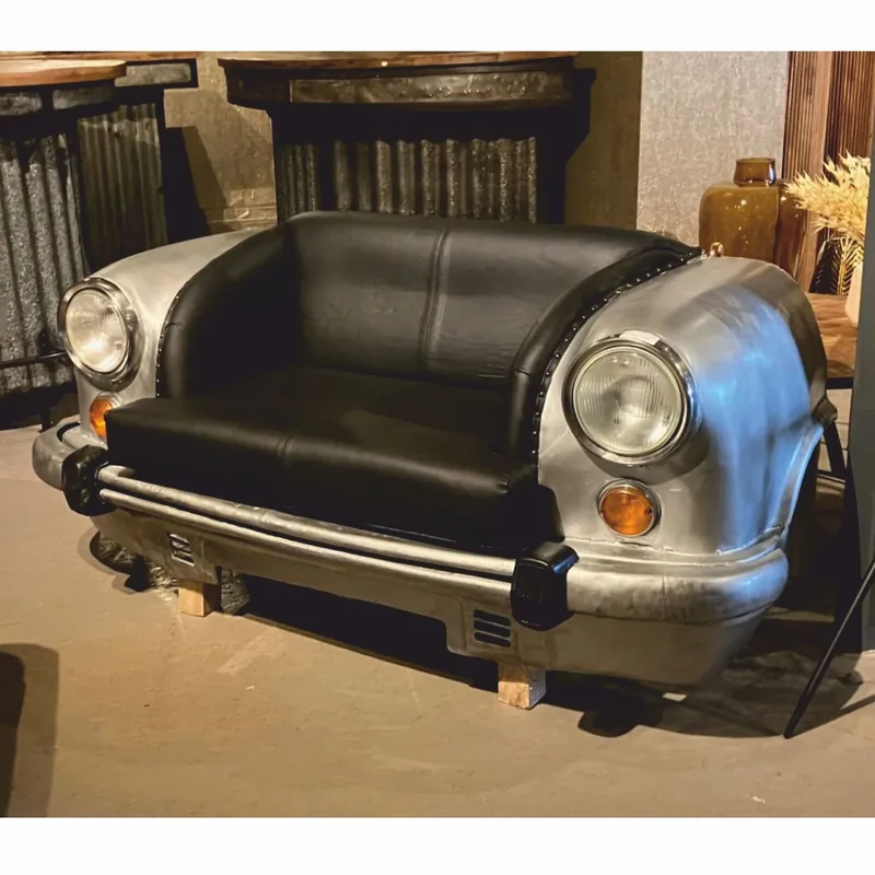 Casa Padrino canapé de voiture design argent / noir 158 cm - Mobilier de voiture de salon Geprüft