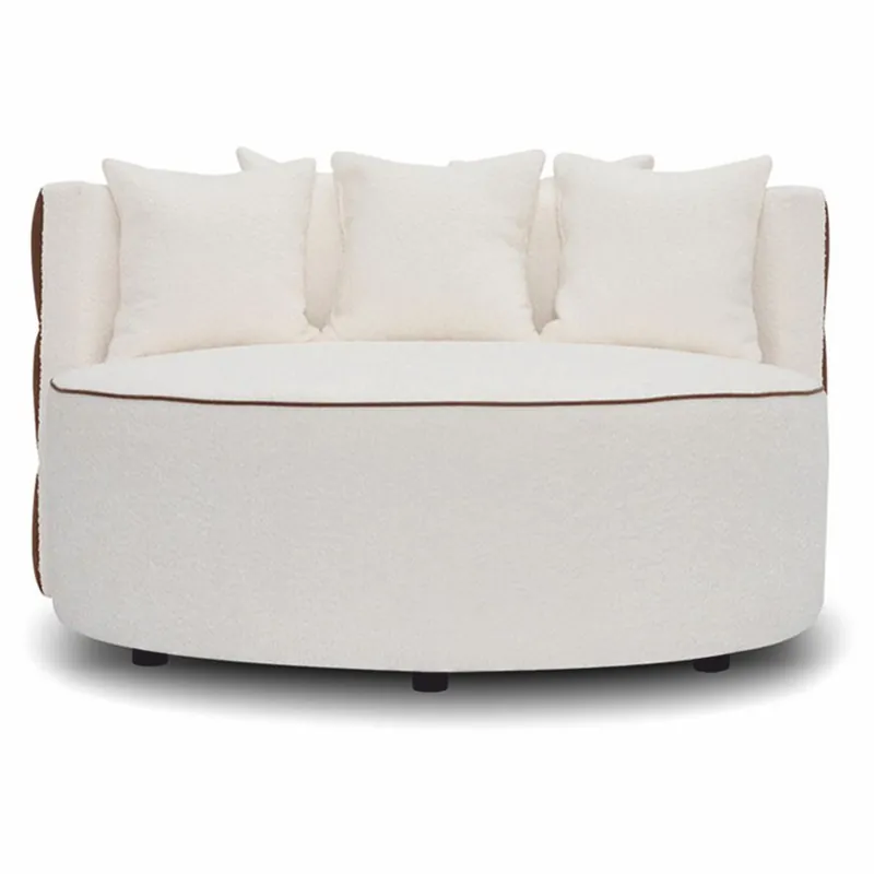 Casa Padrino canapé de luxe blanc / marron Ø 132 cm - Canapé de salon rond Solange Der Vorrat Reicht