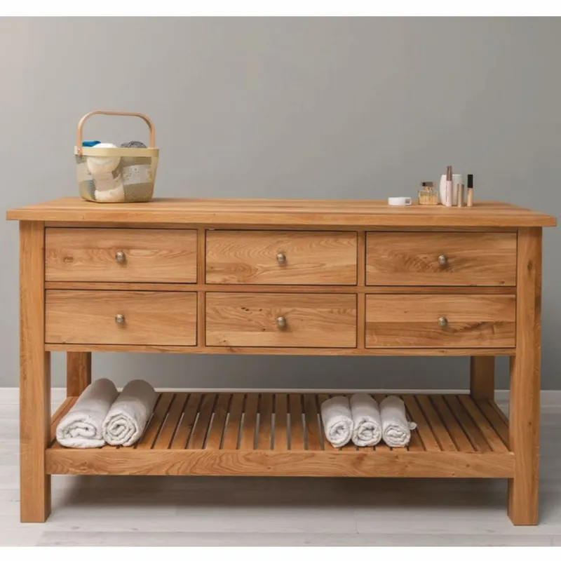 Geprüft Casa Padrino commode de style campagnard avec 6 tiroirs marron 156 cm - Meubles de style campagnard