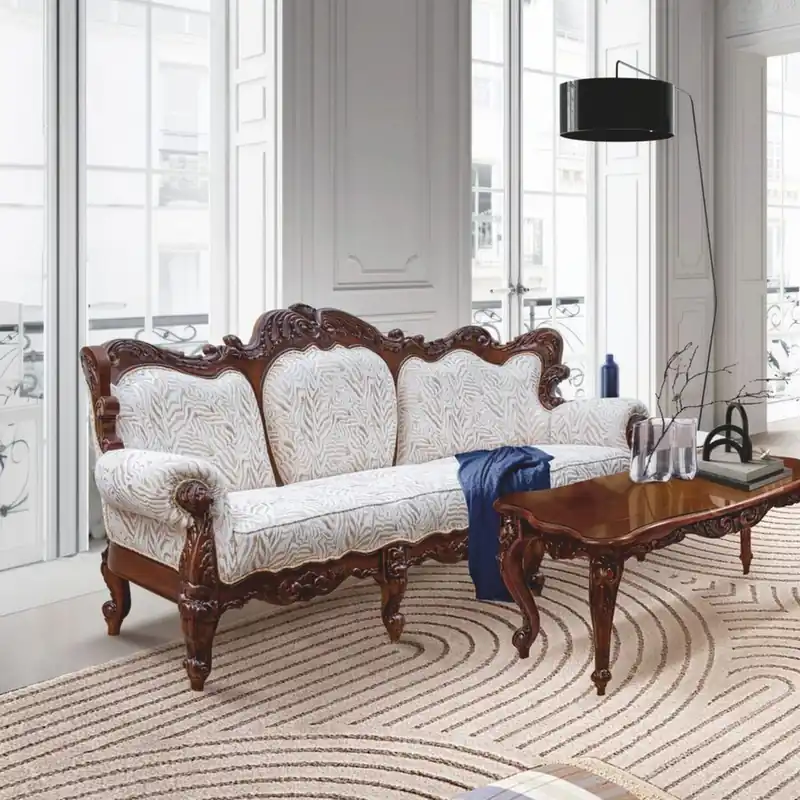 Rabatt Casa Padrino canapé de salon baroque de luxe blanc / marron foncé 240 cm - Meubles baroques