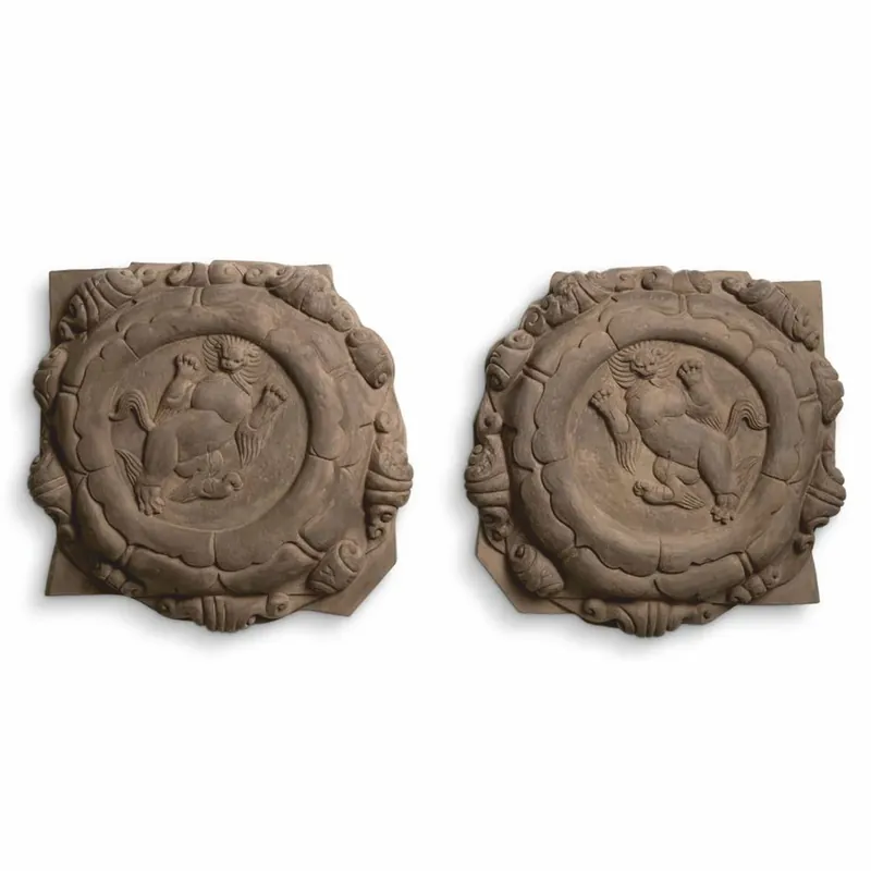 Sichere Zahlung Casa Padrino ensemble de reliefs muraux baroques de luxe lions marron 55 cm - Décoration murale baroque
