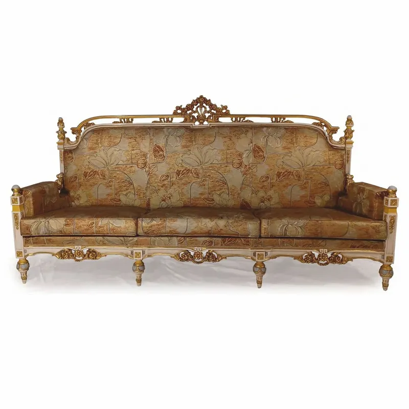 Casa Padrino canapé baroque de luxe gris / bleu clair / or 251 cm - Fabriqué en Italie Nur Für Kurze Zeit