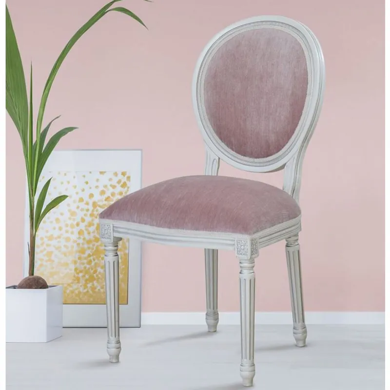 Preis Gesenkt Casa Padrino chaise de salle à manger baroque de luxe rose / blanc / argent H. 98 cm - Meubles baroques