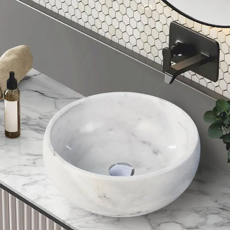 Casa Padrino vasque en marbre de luxe blanc Ø 42 cm - Accessoires de salle de bain Neuheit