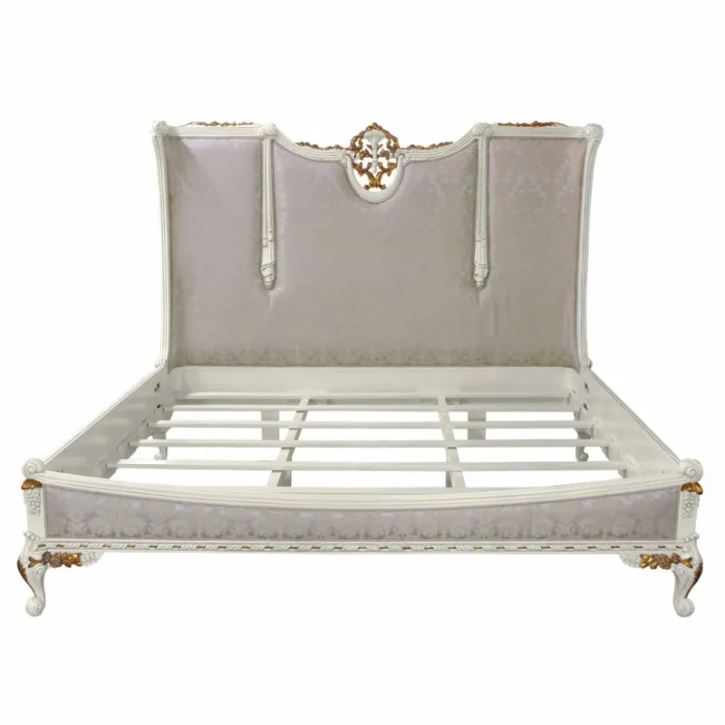 Casa Padrino lit double baroque de luxe argent / blanc / or - Meubles de chambre de style baroque Meistverkauft