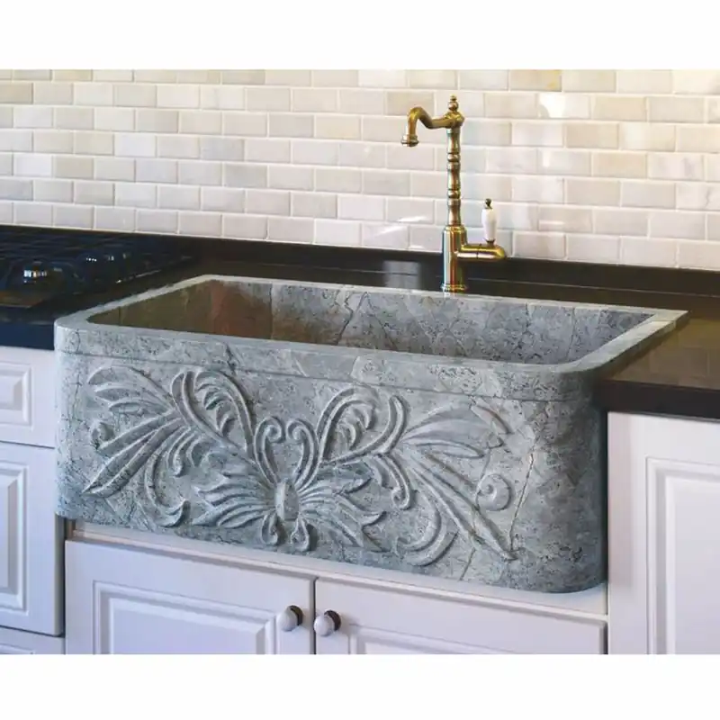 Casa Padrino Lavabo Art Nouveau Gris 81,2 cm - Lavabo Rectangulaire en Pierre Naturelle Expressversand