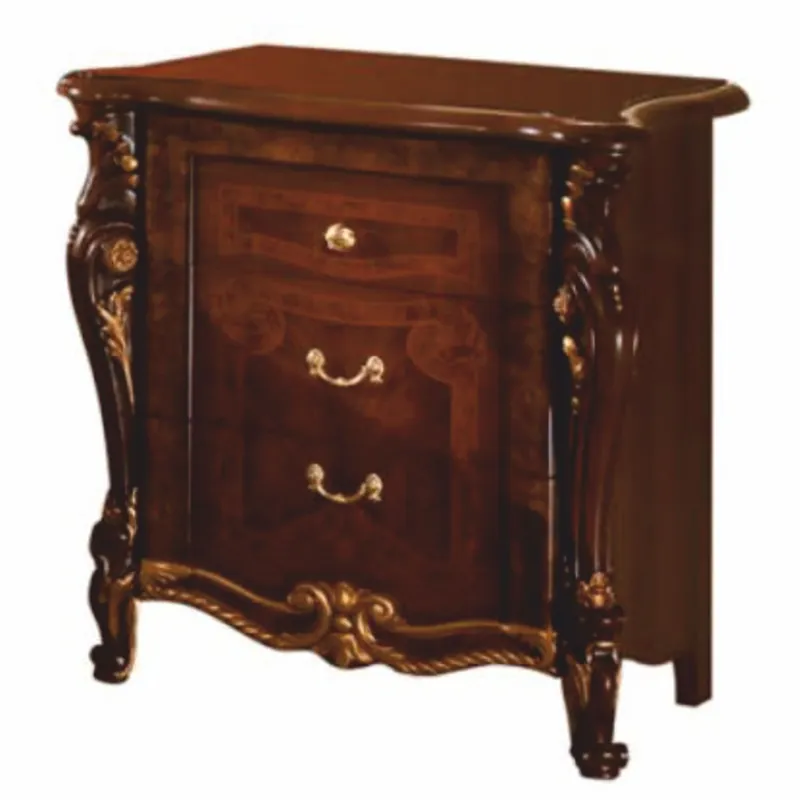 Ausverkauf Casa Padrino table de chevet baroque de luxe avec 3 tiroirs marron foncé / or - Fabriquée en Italie