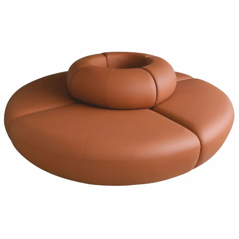 Ausverkauf Casa Padrino canapé de luxe marron Ø 240 x H. 72 cm - Canapé rond modulable en similicuir