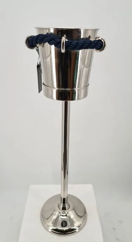 Saisonangebot Casa Padrino Luxus Weinkühler mit Ständer Silber / Dunkelblau - Champagnerkühler