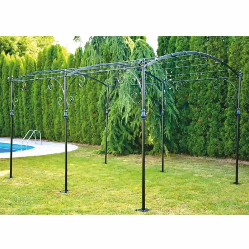 Casa Padrino Pergola Art Nouveau en Fer Forgé Noir 300 cm - Meubles de Jardin Knallerangebot