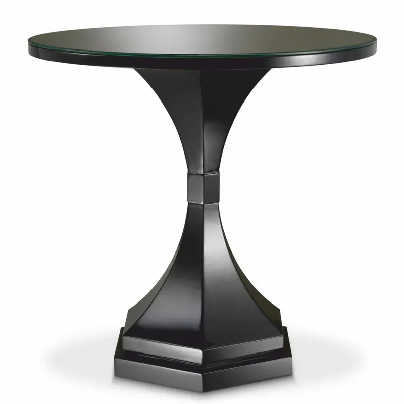Echt Casa Padrino table d'appoint de luxe en acajou avec plateau en verre noir Ø 69 x H. 68 cm