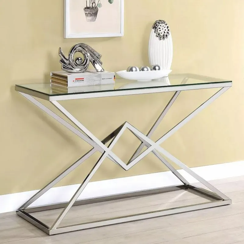 Casa Padrino console de luxe en acier inoxydable avec plateau en verre argent 100 cm - Meubles de luxe Sichere Zahlung