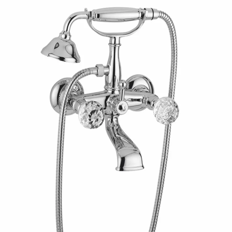 Casa Padrino robinet de salle de bain Art Nouveau de luxe avec flexible et douchette chromé H. 27,5 cm Versand Am Gleichen Tag