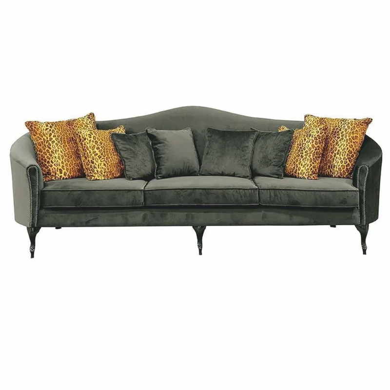Solange Der Vorrat Reicht Casa Padrino canapé baroque de luxe en velours vert / noir 280 cm - Mobilier de salon baroque