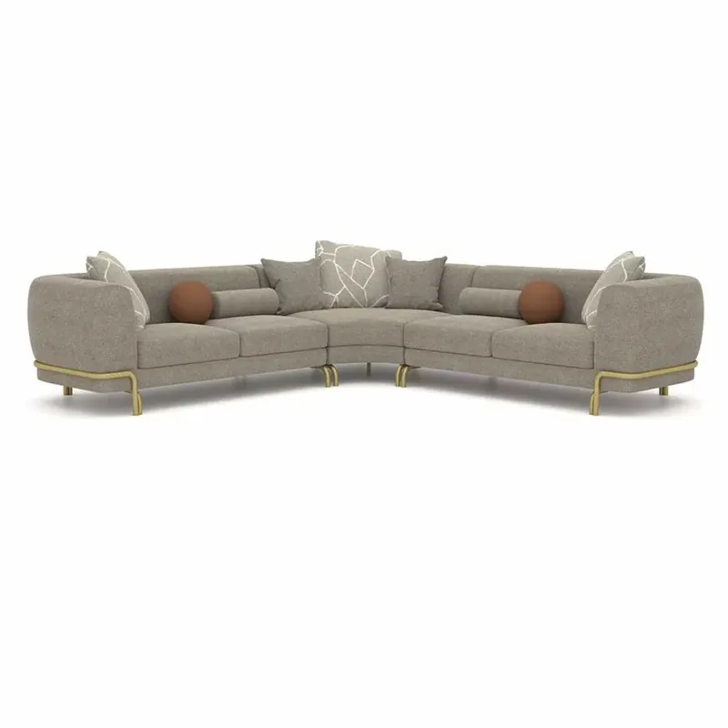 Casa Padrino canapé d'angle de luxe gris / laiton 315 cm - Meubles de salon et d'hôtel Expressversand