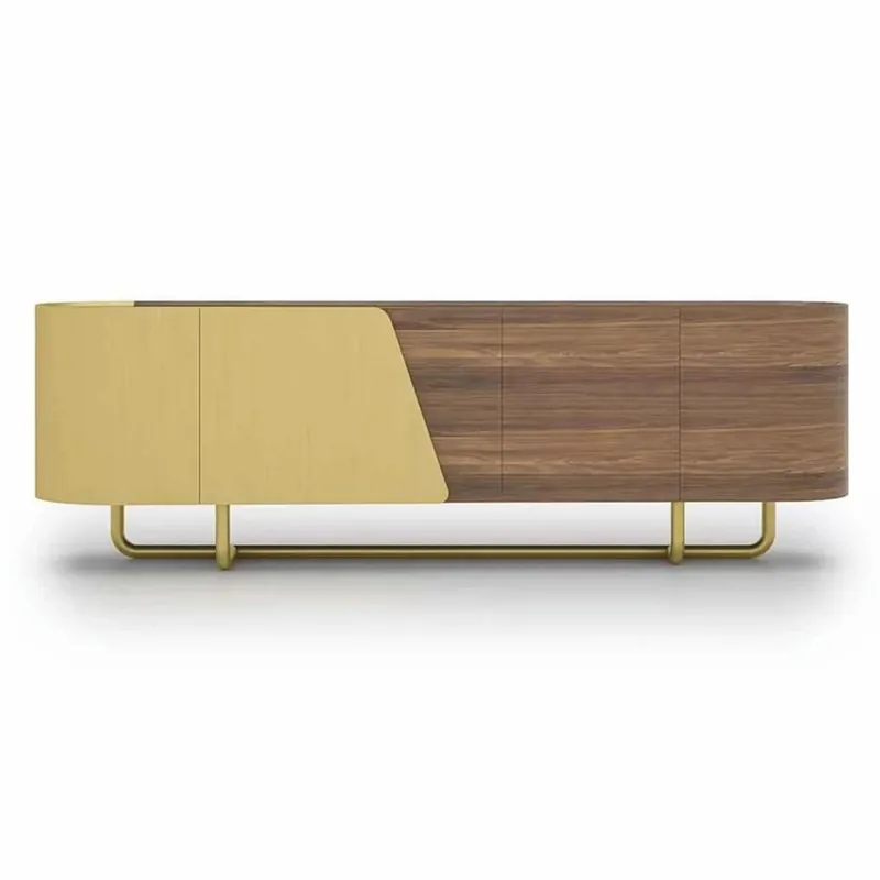 Preisknaller Casa Padrino buffet de luxe avec 4 portes jaune / marron / laiton 235 cm - Meubles d'hôtel