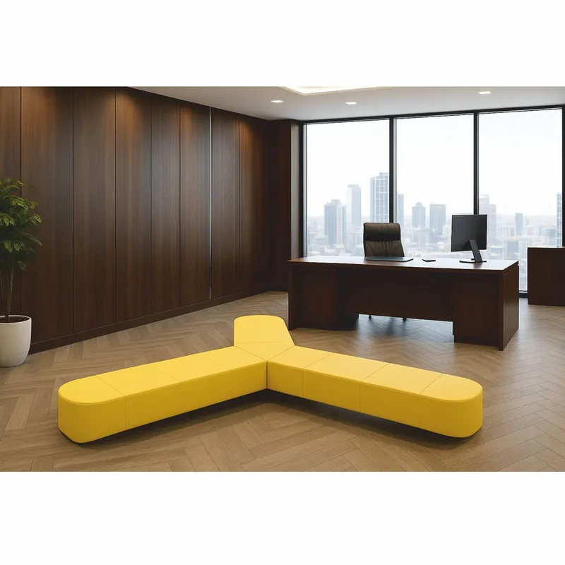 Letzte Chance Casa Padrino canapé de luxe jaune 340 cm - Canapé modulable en cuir véritable - Meubles d'hôtel