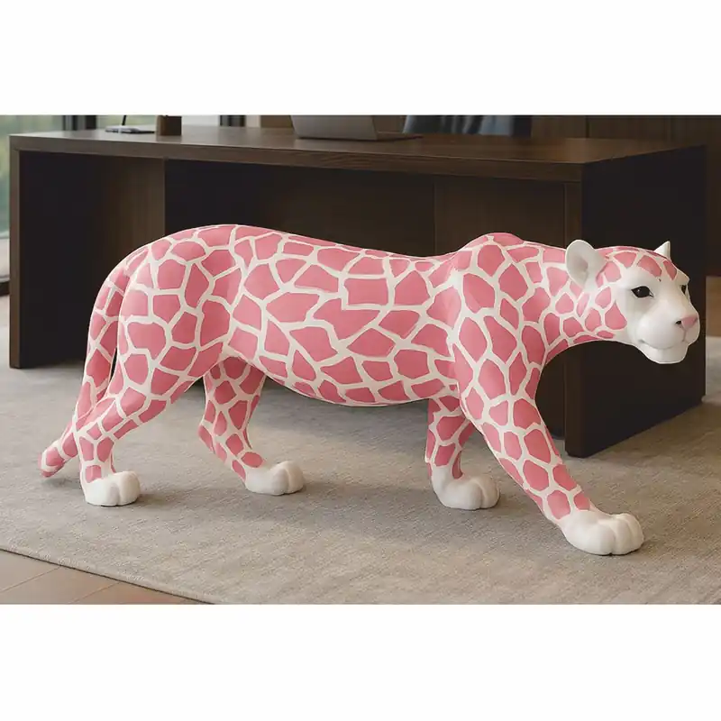 Beliebt Casa Padrino Sculpture Panthère Décorative Blanc / Rose 160 x H. 72 cm - Figurine Décorative