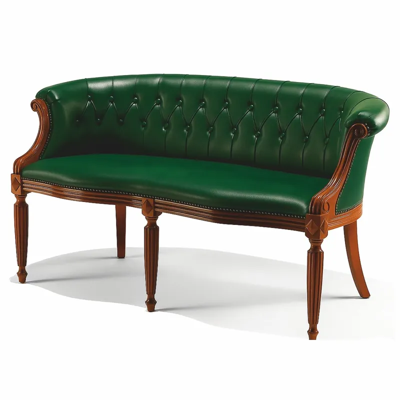 Casa Padrino canapé baroque de luxe en cuir véritable vert / marron 136 cm - Fabriqué en Italie Schnäppchen