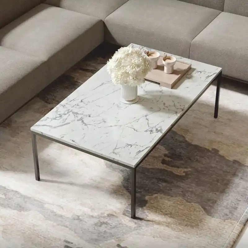 Versand Am Gleichen Tag Casa Padrino table basse de luxe avec plateau en marbre blanc / noir 120 cm - Mobilier de luxe