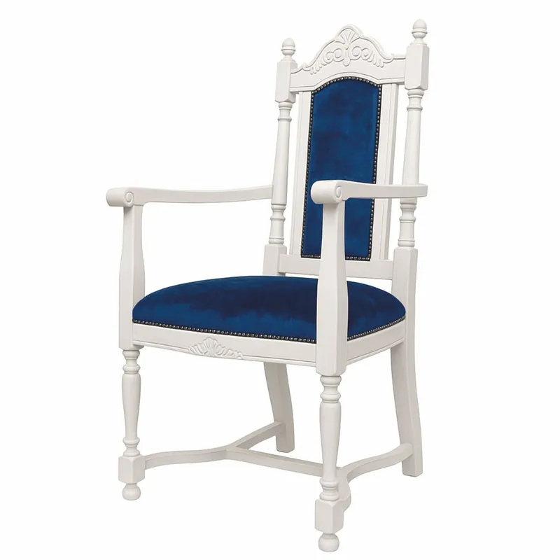 Casa Padrino chaise de salle à manger baroque de luxe avec accoudoirs bleu royal / blanc - Mobilier baroque Abverkauf