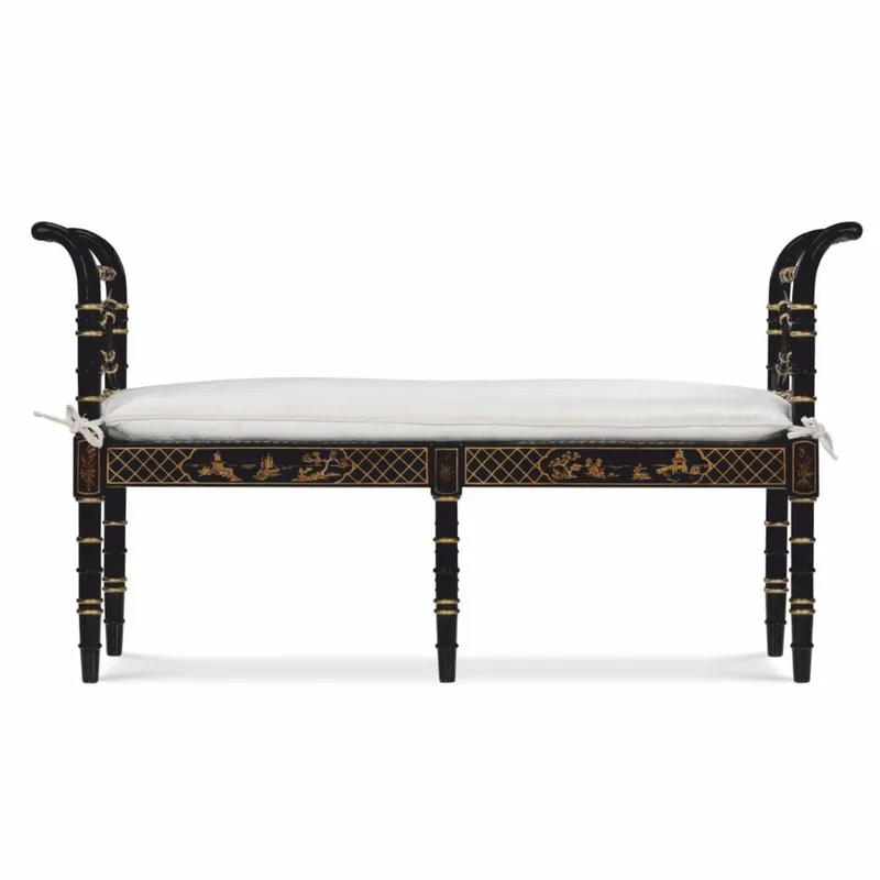 Begrenztes Angebot Casa Padrino banc baroque de luxe style chinois noir / or / blanc 135 cm - Mobilier baroque