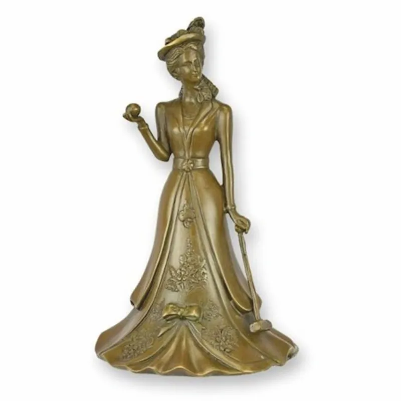 Zertifiziert Casa Padrino cloche de table Art Nouveau dame au club de golf bronze H. 16,8 cm