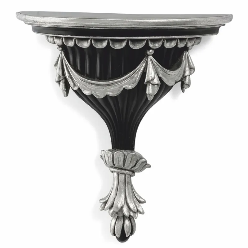 Casa Padrino console murale baroque de luxe argent antique / noir H. 38 cm - Fabriquée en Italie Aktuell