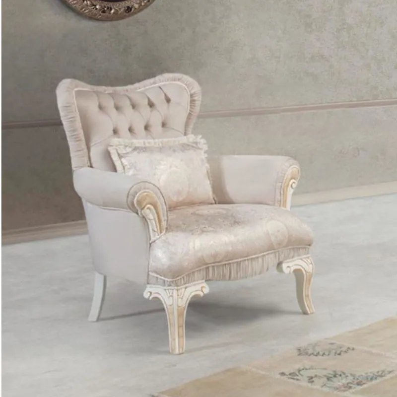 Sofort Bestellen Casa Padrino fauteuil baroque de luxe gris / blanc / beige - Mobilier de salon baroque