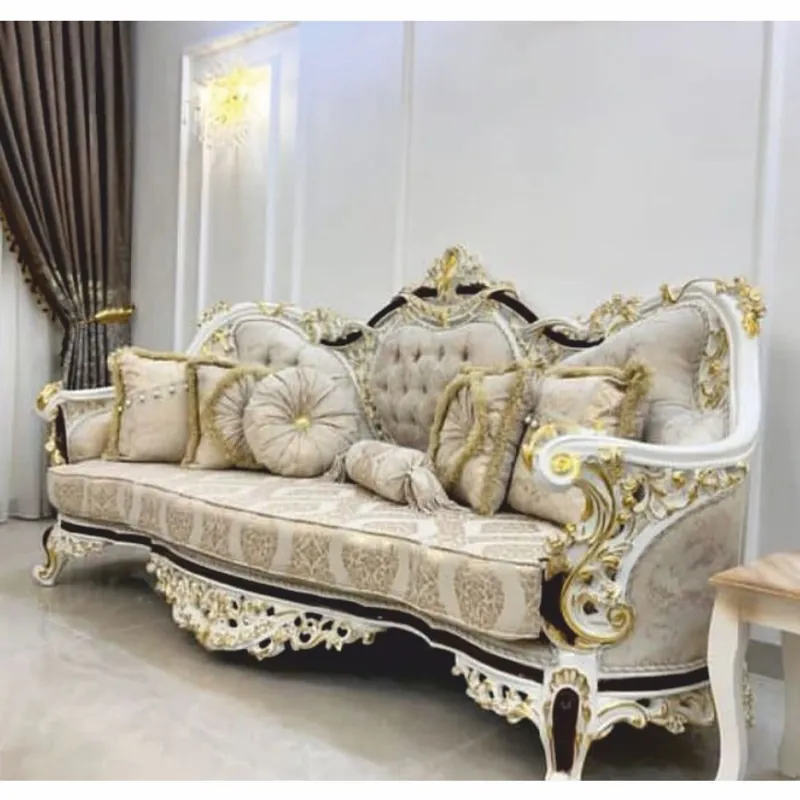 Casa Padrino Canapé Baroque de Luxe Gris / Blanc / Marron Foncé / Or 160 cm - Mobilier Baroque Markenprodukt