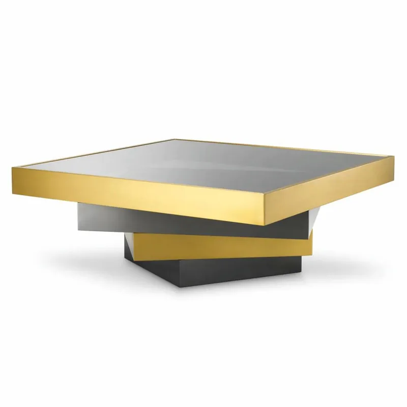 Casa Padrino table basse de luxe en acier inoxydable avec plateau en verre laiton / bronze / gris 105 cm Beliebt